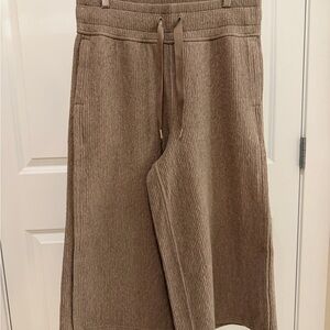 Lululemon Ribbed Wide Leg Crop Pants Brown Size 8 Lounge Drawstring